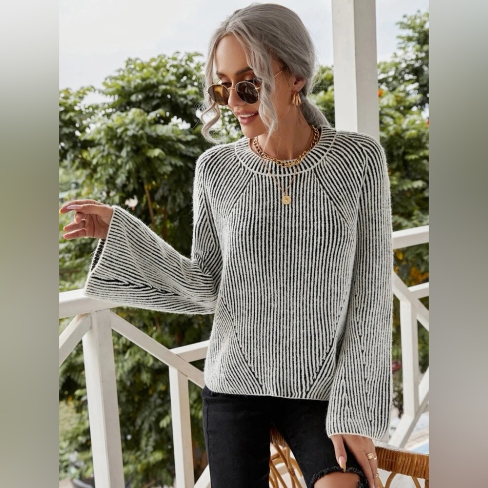 Bell Sleeve Raglan Knitted Sweater